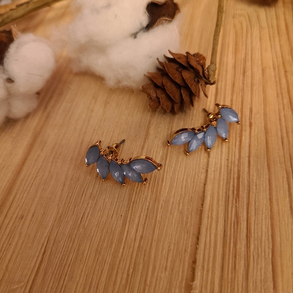 💙💙NEW💙💙BEAUTIFUL!! Light Blue Marquise Cut Earrings or Ear Climbers - Picture 7 of 10